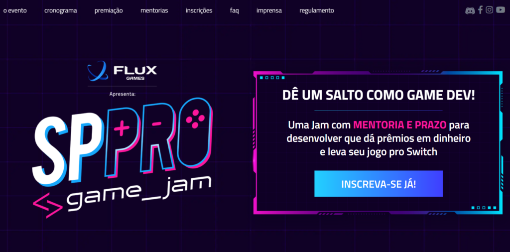 Site oficial da SP Pro Game Jam