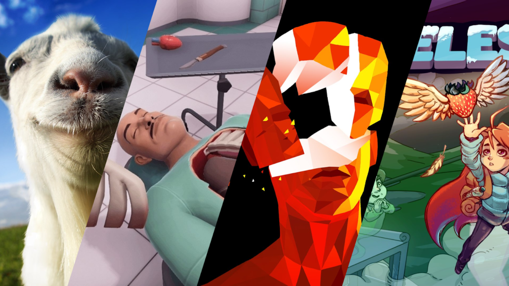 Goat Simulator, Surgeon Simulator, SuperHot e Celeste